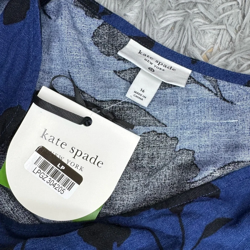 Kate Spade x Target Linen Blend Floral Jumpsuit Dress - Blue/Black Size 16 NWT